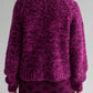 V NECK BOUCLE PULLOVER - FUCHSIA AUBERGINE