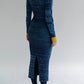 VIRA V NECK DRESS - COBALT MARL