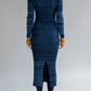 VIRA V NECK DRESS - COBALT MARL
