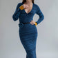 VIRA V NECK DRESS - COBALT MARL