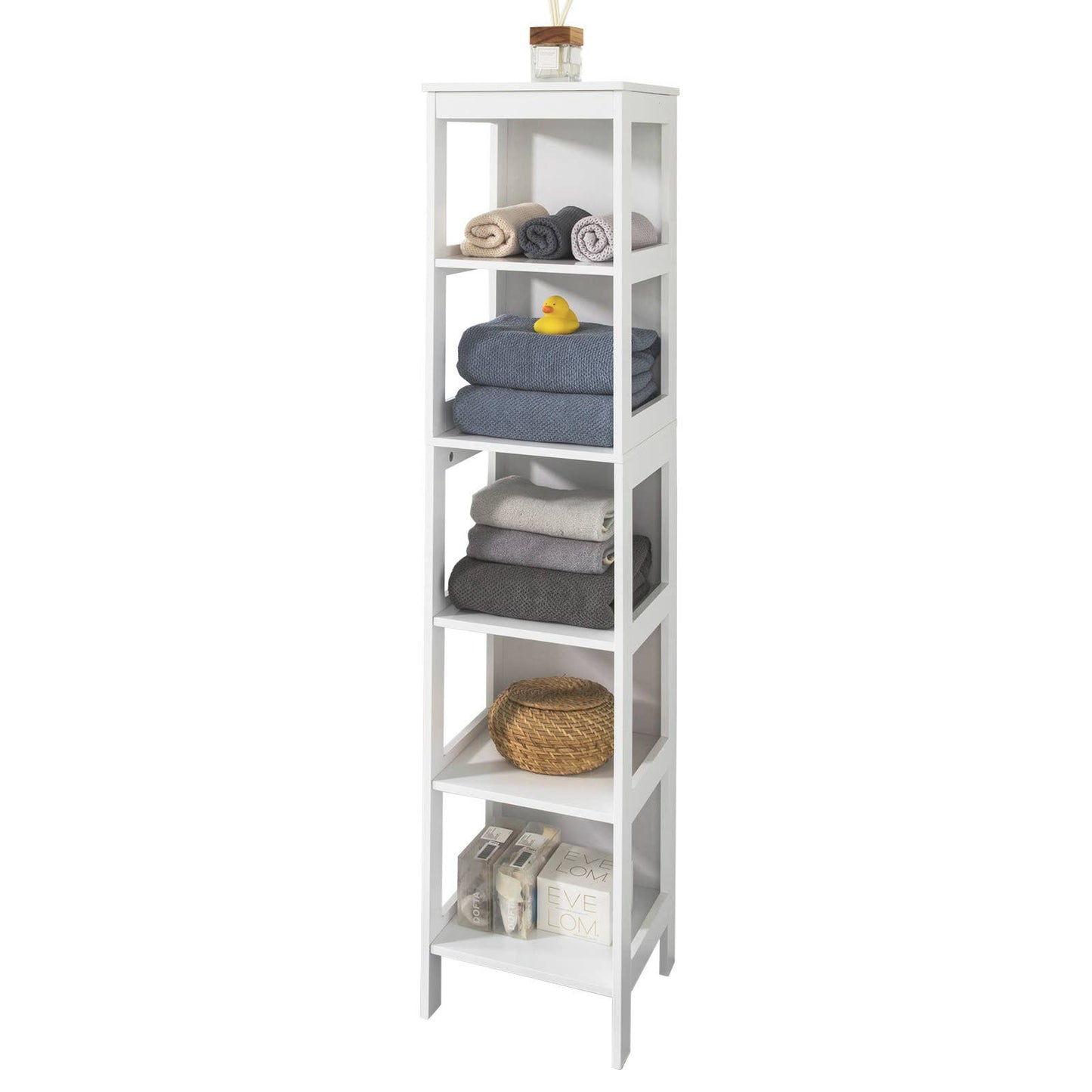 Haotian Group, Inc. - White 5 Tiers Bathroom Shelf Storage Shelf Cabinet, BZR14-W