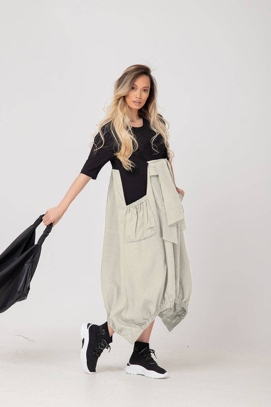 ADEPTT - Loose asymmetrical summer dress in linen and cotton: / RETOR