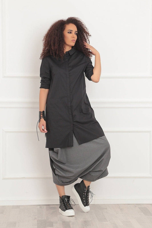 ADEPTT - Cropped Drop Crotch Trousers in a Dramatic Silhouette: |aidy
