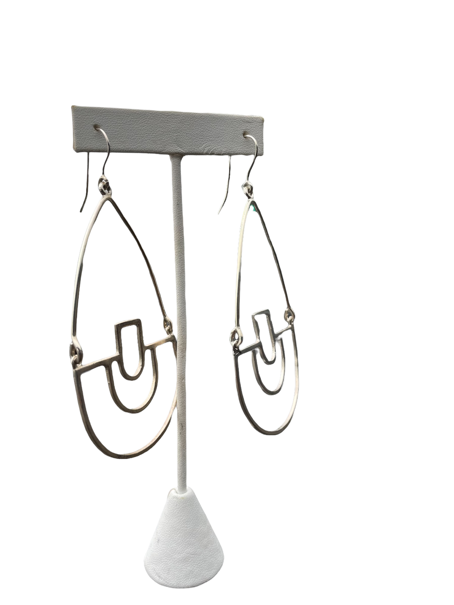 Sterling Geometric Chandelier Hoops Handmade -USA