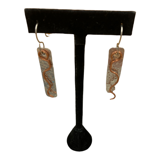 Handcrafted Metal Earrings with Copper Accents