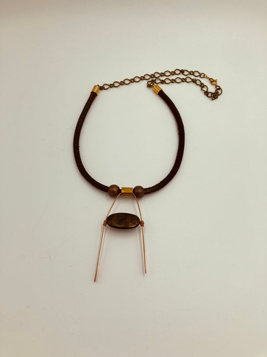 Leather and Glass Bead Necklace New Mexico
