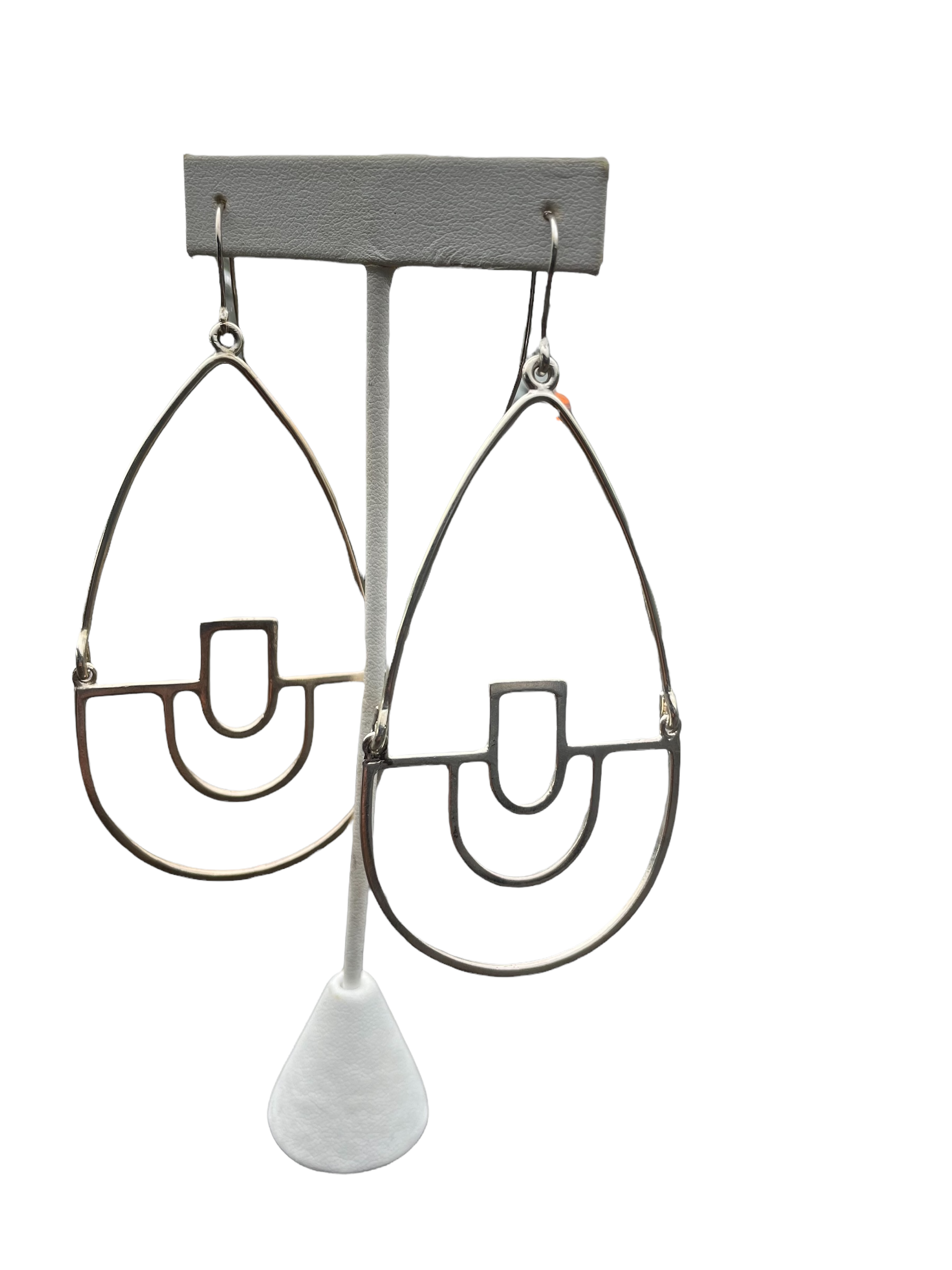 Sterling Geometric Chandelier Hoops Handmade -USA