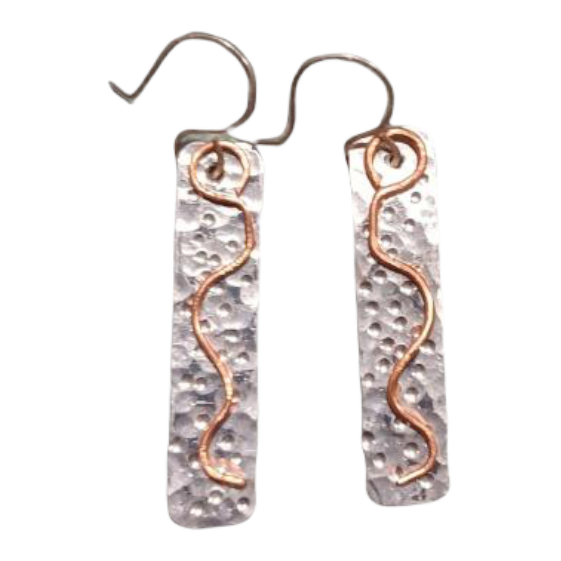 Handcrafted Metal Earrings with Copper Accents