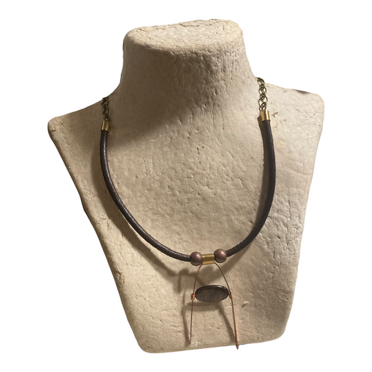 Leather and Glass Bead Necklace New Mexico
